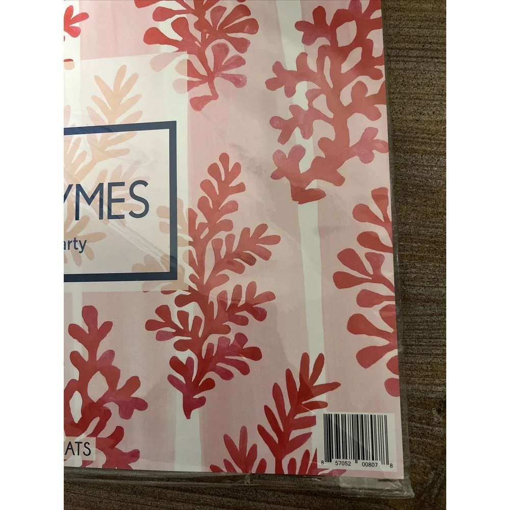 Lucy Grymes PAPER PLACEMAT 17 in x 11 in RECYCLABLE Coral DECOR PARTY 24 PACK